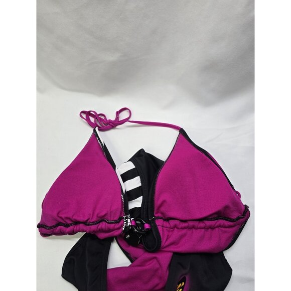 Y2K Black Pink Cutout Swimsuit One Piece Punk Grunge Tattoo Art Beach Sexy Edgy - Picture 16 of 16